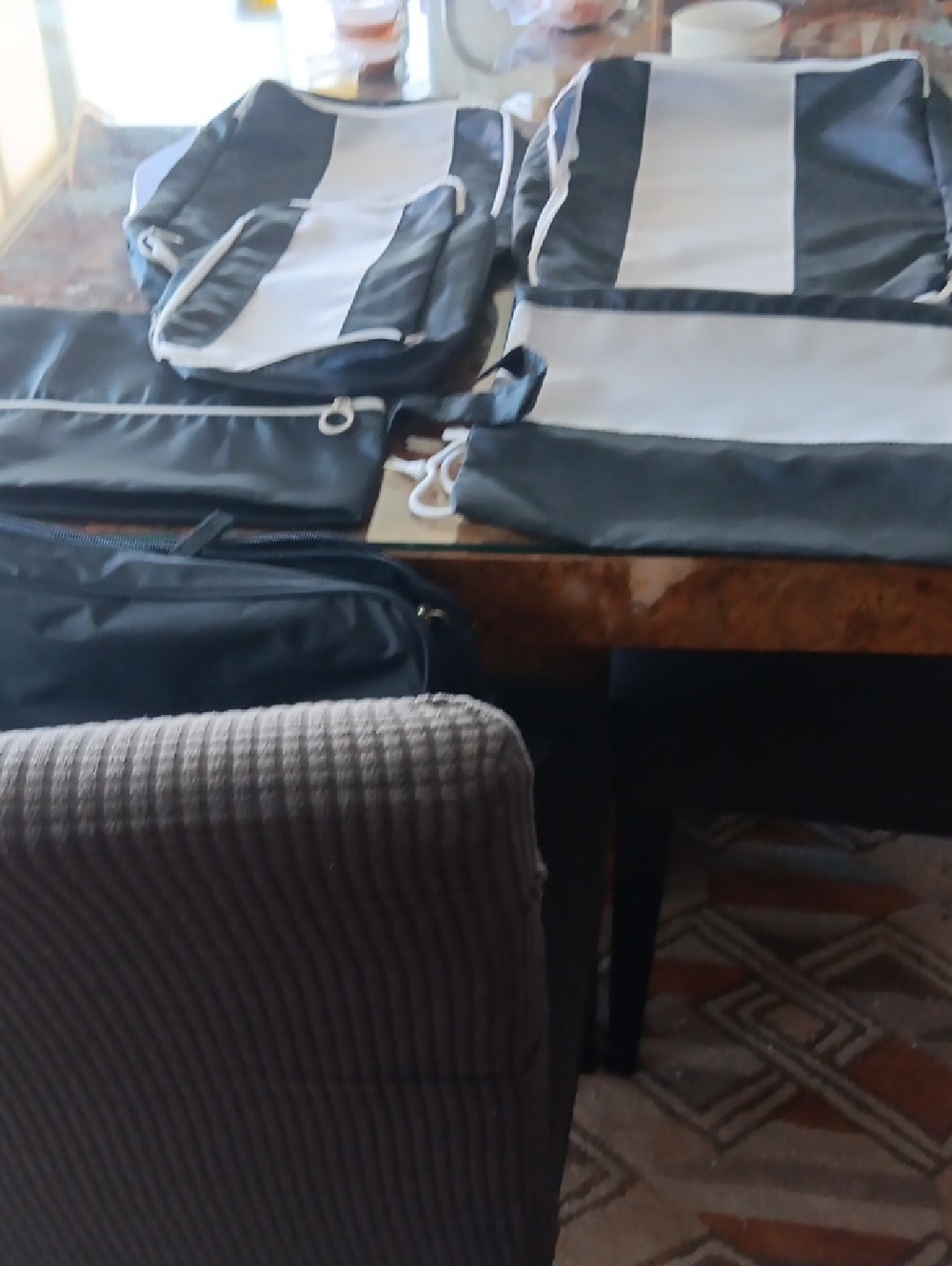 French Connection Blue Black and White Panel Packing Cubes 5 Piece Set